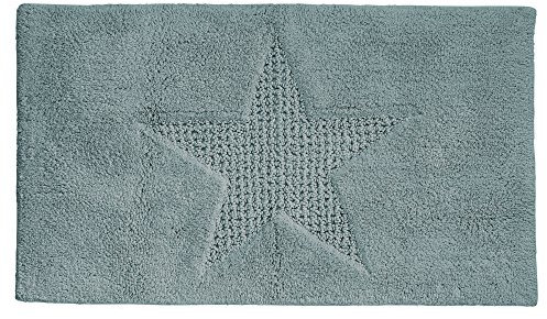 Kela 21171 Badematte, Rutschhemmend, Geeignet für Fußbodenheizung, 100% Baumwolle, 100 x 60 cm, Lindano, Stern-Muster, Gletschergrau