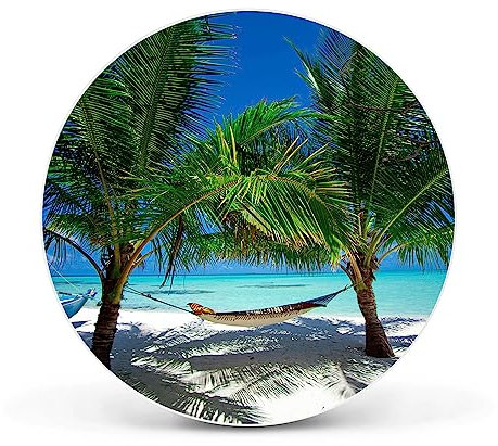 banjado Magnettafel Ø 47cm Weiß - Magnetwand aus Metall - Magnetpinnwand als Memoboard - Pinnwand Magnettafel Küche, Büro, Kinderzimmer inkl. 4 Magnete & Montageset - Strand