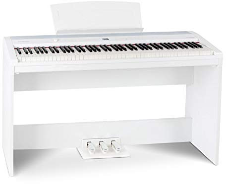 Steinmayer P-60 WM Compact Piano (Stagepiano mit 88 Tasten und passendem Unterbau, Hammermechanik, Anschlagdynamik, 128-fach polyphon, 14 Sounds, inkl. Notenhalter und Netzteil) weiß