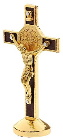 POFET Kruzifix Jesus Christus Kreuz Statue Figur für Auto Home Chapel Decor - Gold