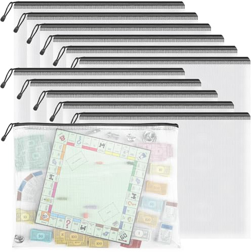 Umriox Dokumententasche A3 mit Reißverschluss,12 Stück schwarze Mesh Tasche | Wasserdichte Zip Beutel Dokumententaschen,Mesh Tasche a3 Dokumentenmappen für Quittung,Papier,Schule,Kosmetik,Reise,schwarze