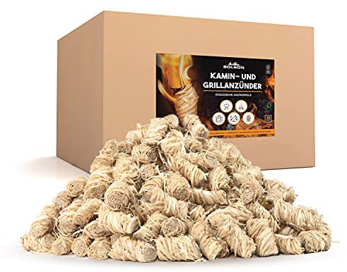 Bolson Grill- & Kaminanzünder (10 kg) aus Holzwolle & Wachs - Ökologische & FSC zertifizierte Anzündwolle - nach DIN hergestellte Holzwolle Anzünder - Grillanzünder Feueranzünder für Kamin & Ofen