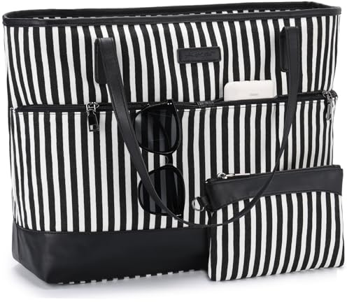 Kasgo Sac Cabas Femme, Grand 15,6 Pouces Sac Ordinateur Femme Poches Multiples Imperméable Set de Sac Fourre Tout Sac de Cours Lycee avec Pochette pour Travail Affaire Voyage
