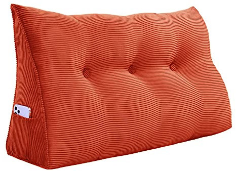 Rucener Bettkeilkissen, Kopfteil, dreieckige Lesekissen, große Nackenrolle, Rückenlehne, abnehmbare Stütze zum Waschen, geeignet für Sofa und Bett Rostorange 100 cm