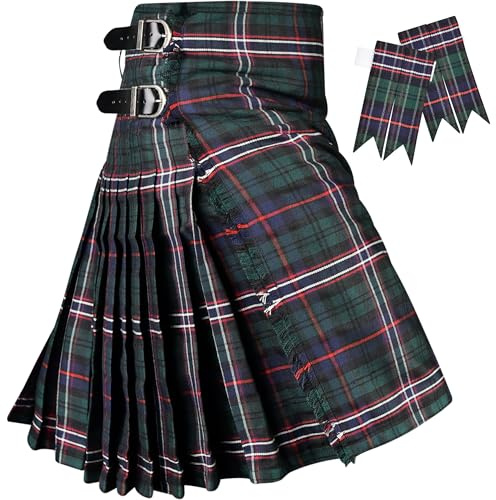 Kilt for Men I Scottish Tartan Kilts Polyviscose 8 Yard Traditional Mens Kilt (US, Numeric, 34, 36, Regular, Regular, Scottish National)