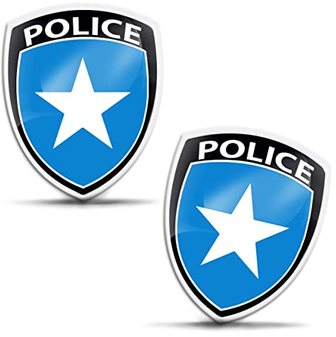 SkinoEu 2 x Pegatinas 3D Gel Silicona Policía Placa Badge Auto Motocicleta Bicicleta Ventana Puerta Teléfono Portátil PC Tablet KS 116