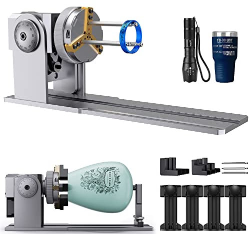 ATOMSTACK R1 Laser Rotary Roller, 6000 mm/min Laser Rotary Roller Claw Disc Roller for Laser Engraving Machine, Y-Axis Rotation Roller for Engraving Irregular Objects, Ring, Wine Glass, Pen