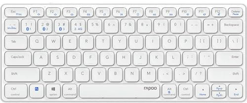Rapoo - Teclado inalámbrico multimodo Recargable con Bluetooth y conexión de 2,4 GHz, conectividad para Varios Dispositivos y diseño Fino, E9600M, en Gris