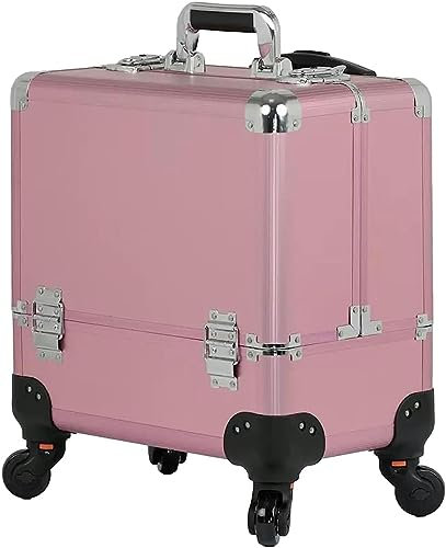 Kosmetikkoffer Pilotenkoffer Beauty Case Reisetrolley Friseurkoffer Kosmetik, Ragbare Aufbewahrungsbox Mit Großem Fassungsvermögen Für Frauen, Nail Art Etui,Schwarz Portable Reise Make Up Tasche (Col