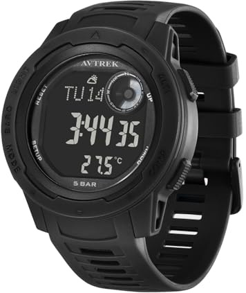 AVTREK Reloj Deportivo Digital Impermeable para Exteriores, Reloj Militar con podómetro, altímetro y brújula Hombres, Mujeres y Adolescentes