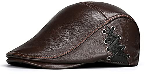 Dunxiles Leder-Schiebermütze, Soft Ivy Caps, Newsboy-Mütze, Baskenmütze, Gatsby-Golf-Cabbie-Schiebermütze – für Klassische Herren-Winter-Schirmmütze, Ledermütze