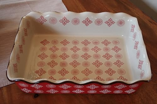 Teglia da forno Merry grande, 34 x 26 cm, altezza 8 cm, rosso/crema