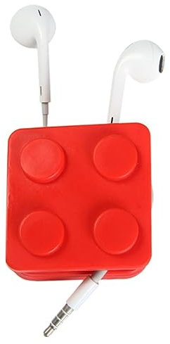 OSALADI Block Earphone Holder and Cable Organizer for Wired Earbuds, Mini Red Earphone Cord Wrap Suitable for Travel and Desk Use