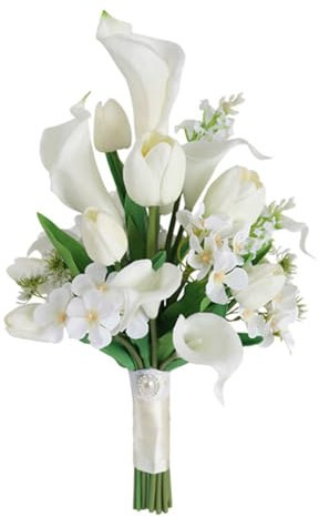BAYORE Braut Kaskadierende Blumensträuße Rose Calla Künstlicher Brautstrauß Für Hochzeitszeremonie Jahrestag Künstlicher Brautstrauß
