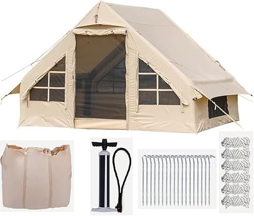 CRBUDY Großes Outdoor-Campingzelt, aufblasbares Zelt, geeignet für 5–8 Personen, Mesh-Design, Insekten- und mückensicher
