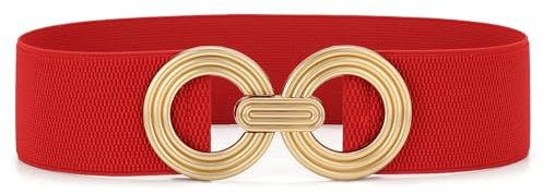 JasGood Damen Breiter Elastischer Taillengürtel Stretchy Gürtel für Kleider Hüftgürtel Goldener Schnalle Gürtel für Damen