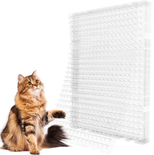Oceanpax 10 Packs Clear Cat Scat Mat with Spikes Outdoor/Indoor 16 x 13 Inch, with 50 Stickers