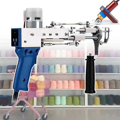 HCAUYNN Tufting-Maschinen-Set Mit Digitalanzeige, Langflor-Tufting-Maschine Mit Um 360° Verstellbarem Griff, FüR Tufting-Enthusiasten,Blue