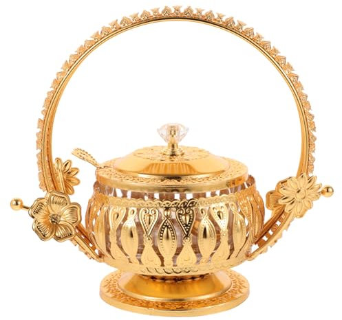 Alipis 1ensemble Pot à Épices Vintage Contenant Pour Assaisonnement Doré Avec Couvercle Pour Rangement De Sel Sucre Et Épices Décoration De Cuisine