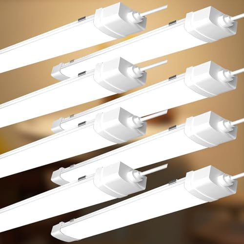papasbox 8 Stück LED Feuchtraumleuchte 120cm | Leuchtstoffröhre 40W Röhre LED Werkstatt Deckenleuchte Lampe | 4500K Neutralweiß IP65 Wasserdicht Leuchtstofflampe für Keller Werkstatt Garage Küche