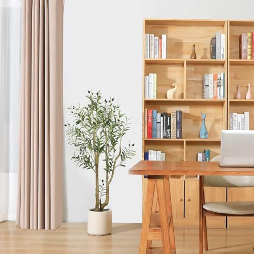 Alupssuc 4FT Artificial Olive Tree Big tall Fake Plants, 4 Feet Artificial Olive Silk Plants Indoors with Curved Trunk in Pots, Fake Tree for Home Office Living Room Indoor Outdoor Decor, 120cm