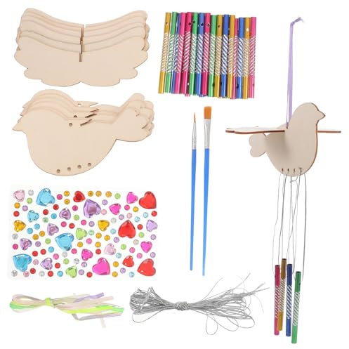 WOONEKY Windspiel-bastelset Für Kinder 6 Vögel Dekoratives Windglocken-kit Kunstbedarf Für Geburtstagsfeiern Heimdekoration