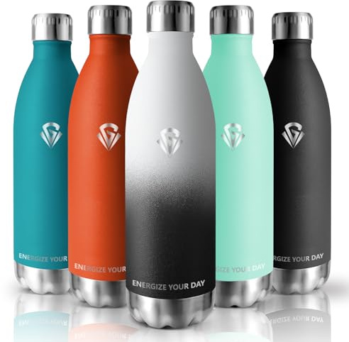 Grsta Trinkflasche 1l, Trinkflasche Edelstahl BPA-Frei, Trinkflasche Sport, Kann mit Dir Tragen, Auslaufsicher Thermosflaschen Doppelwandig, Wasserflasche für Fitness, Wandern, Camping