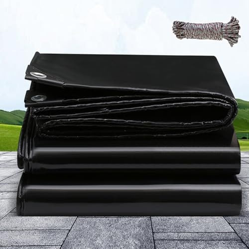 Sandkasten Abdeckplane 1 x 2.4 m mit Ösen 500 G/M² PVC Wasserdicht & Reißfest Abdeckfolie, Gartenfolie, Siloplane für LKW, Pool, Holz Gartenmöbel, Schwarz