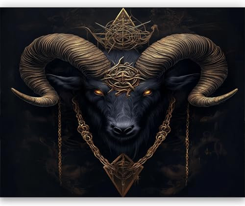 Wallpaper Gothic Goat Head Insignia Art Mural Stickers 400 x 280 cm Home Decor for Living Room Bedroom Home Decoration TV Backdrop Wall Black