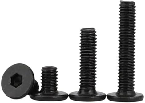 Generisch 5 Stück - 50 Stück M1,4 bis M8 CM Schwarz 304 Edelstahl Sechskant Innensechskant Schraubenbolzen mit niedrigem Flachkopf(X 3 mm,M1.4 50pcs)