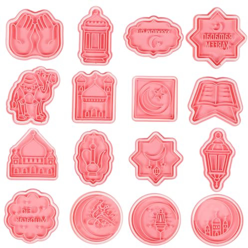 LALADEFIEE 16stücke Teiliges Eid Cookie Cutter Ramadan Ausstechformen Stempel Für Plätzchen Kekse Und Diy Backen Vielseitige Backzubehör Für Familienfeiern