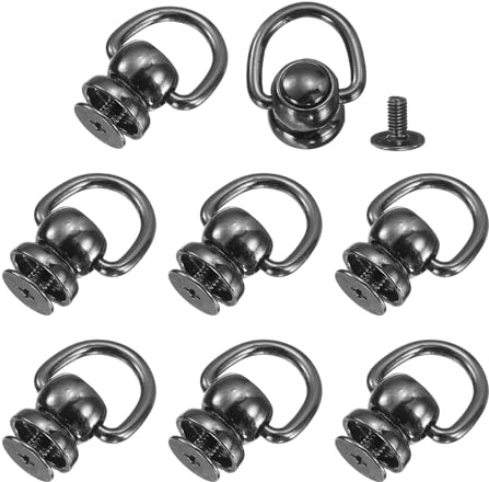 sourcing map Lot de 8 rivets en forme de boule en métal avec tête à boule rotative à 360° avec vis pour sac à main, connecteur de chaîne, bricolage, art du cuir, noir