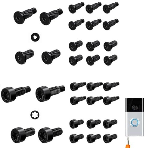 Rings Doorbell Screws Replacement, for Ring Door Bell screws Set, 32 Pcs 4 Types T6 T15 rings Door Bell Security screw, Spare screws for All 2nd Generation Rings doorbells (32 in 1)