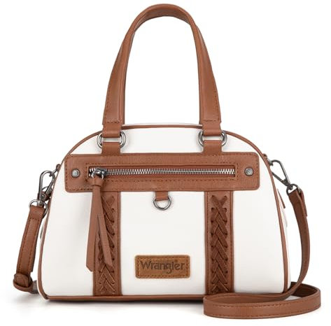 Wrangler Kleine Umhängetasche für Damen, Handtasche mit Tragegriff oben, Pergament, Beige, Medium