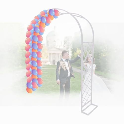 Generico Arco da Giardino,W 140/180/220/260/300/340cm Arco in Metallo per Rose Piante Rampicanti,antiruggine Arco per Rose con Base Padiglioni Reticolo Decorazione per Feste(Bianco,W200xH230xD40cm)