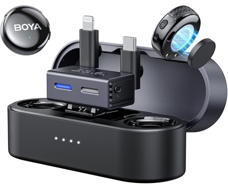 BOYA BOYALINK 3 Lavalier Mikrofon für Handy, iPhone 7-16, Android, Kamera, Mini Mikrofon mit 3-IN-1 RX, AI Rauschunterdrückung, Ansteckmikrofon, App-Steuerung, 300 m, Clip-On Mic für Videoaufnahmen