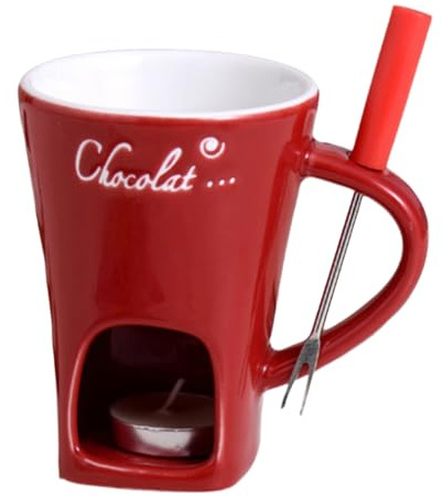 Vocdikficy Set di Tazze per Fonduta, Cioccolato, Formaggio, Crema di Latte, Set per Sciogliere il Burro, Tazza da Forno, Candeliere, Rosso