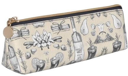Ghjkfbf Astuccio in pelle con stampa di campo d'uva e vinificazione, custodia con cerniera per articoli di cancelleria, piccola borsa cosmetica