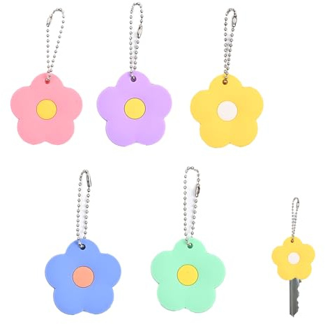 YKEBVPW 5 Pcs Key Covers Caps Cute Rubber Key Fob Covers Decorative Silicone Key Cap Toppers for House Apartment and Car Keys Blank Key Identifiers Protective Key Cover Compatible with Flat Keys