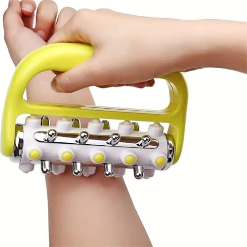Massageroller, 2025 Neu Lymphdrainage Massagegerät Faszien und Narbengewebe-Massagegerät, Selbstmassagerolle Handmassageroller für Beine, Füße, Arme, Rücken (Yellow)