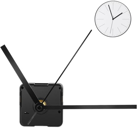 Gatuida Uhrwerk für Wanduhr Lautlos Ersatz mit Schwarzen Geraden Zeigern | Quarz Uhrwerk mit Zeiger Groß, Uhr Bausatz aus Kunststoff und Aluminium für DIY Zifferblätter Bastelprojekte und Uhrreparatur
