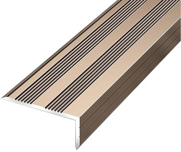 Profilo per Bordi Scale in Alluminio Antiscivolo 120/130cm, Profilo Angolare in Metallo, Profilo per Gradini Scale a forma di L per interni ed esterni(130cm/51in)