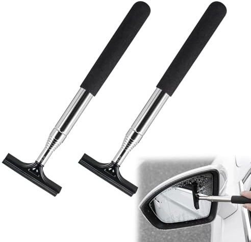 2PCS Limpiaparabrisas Manual Extensible para Coche con Hoja de Caucho Natural, Mini Herramienta Profesional para Cristales Retrovisores y Ventanillas Compacta y Portátil