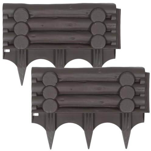 TOYZFRIENDY Clôture de Jardin en Plastique Résistant aux Intempéries 2 Panneaux Imitation Bois Violet Sable Bordure à Piquets pour Potager et Parterre Barrière Anti-Animaux pour Jardin