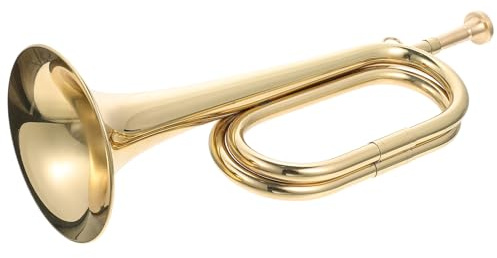 Kupferhorn Gold, Anfänger Trompete, Leichtes Instrument | Signalinstrument für Militärorchester, Natürliche Klangfarbe, 1 Stück, Kupfergoldene Ausführung