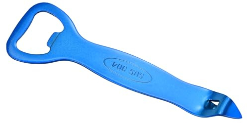 sourcing map Stainless Steel Manual Bottle Opener for Kitchen Blue | Church Key Can Opener Portable Punch Bottle Cap Remover Vial Breaker Tool for Party Home Beverage Beer Soda Cans