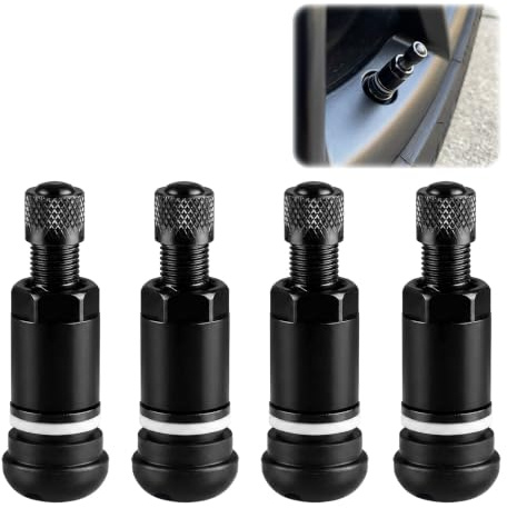 4 Stück Metallventile für Alufelgen 11.3 mm, Schwarz Metallventile Auto | Universal Felgenventile, Reifen Ventil Reifenventile Auto für Pkws, Lkws, Suvs, Elektrofahrzeuge und Motorräder