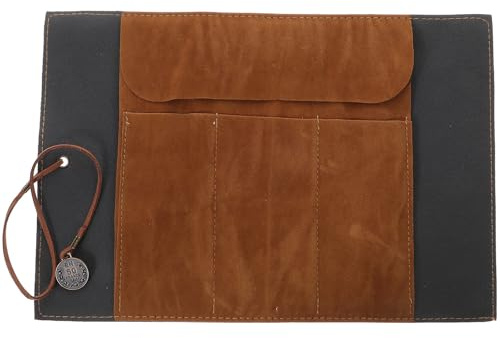 Retro Aufrollbares Leder Federmäppchen in Kaffee mit Schatzkartenmuster | Großes Fassungsvermögen, Matte Oberfläche, für Kinder und Schüler, für Unterwegs