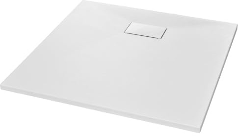 Piatto doccia 80 x 80 cm, bianco, SMC, con struttura in ardesia, antiscivolo, piatto doccia per bagno, resistente e indeformabile