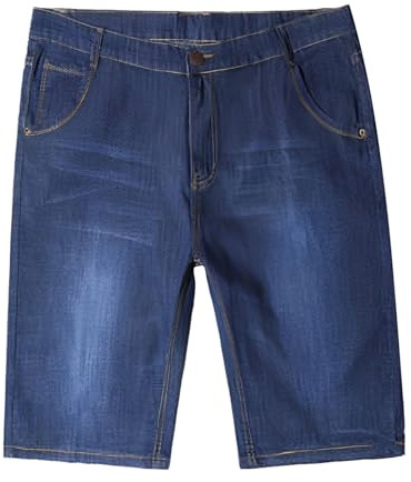 Générique Smala lösa sommarjeans för män, shorts i stor storlek, trendiga byxor med breda ben, Mörkblå, 28